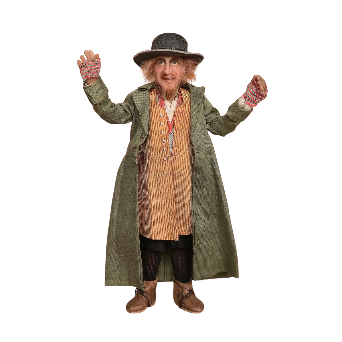 Jo Medvenics Pickpocket Fagin from Oliver Twist Clay Character Doll, Victorian Costume