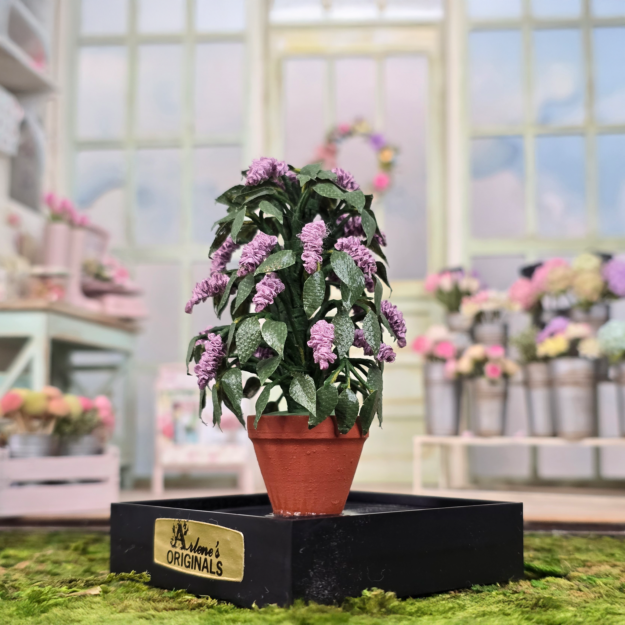 Potted Amethyst Wisteria Plant Silk Flowering Houseplant Vintage Arlene Bellinger