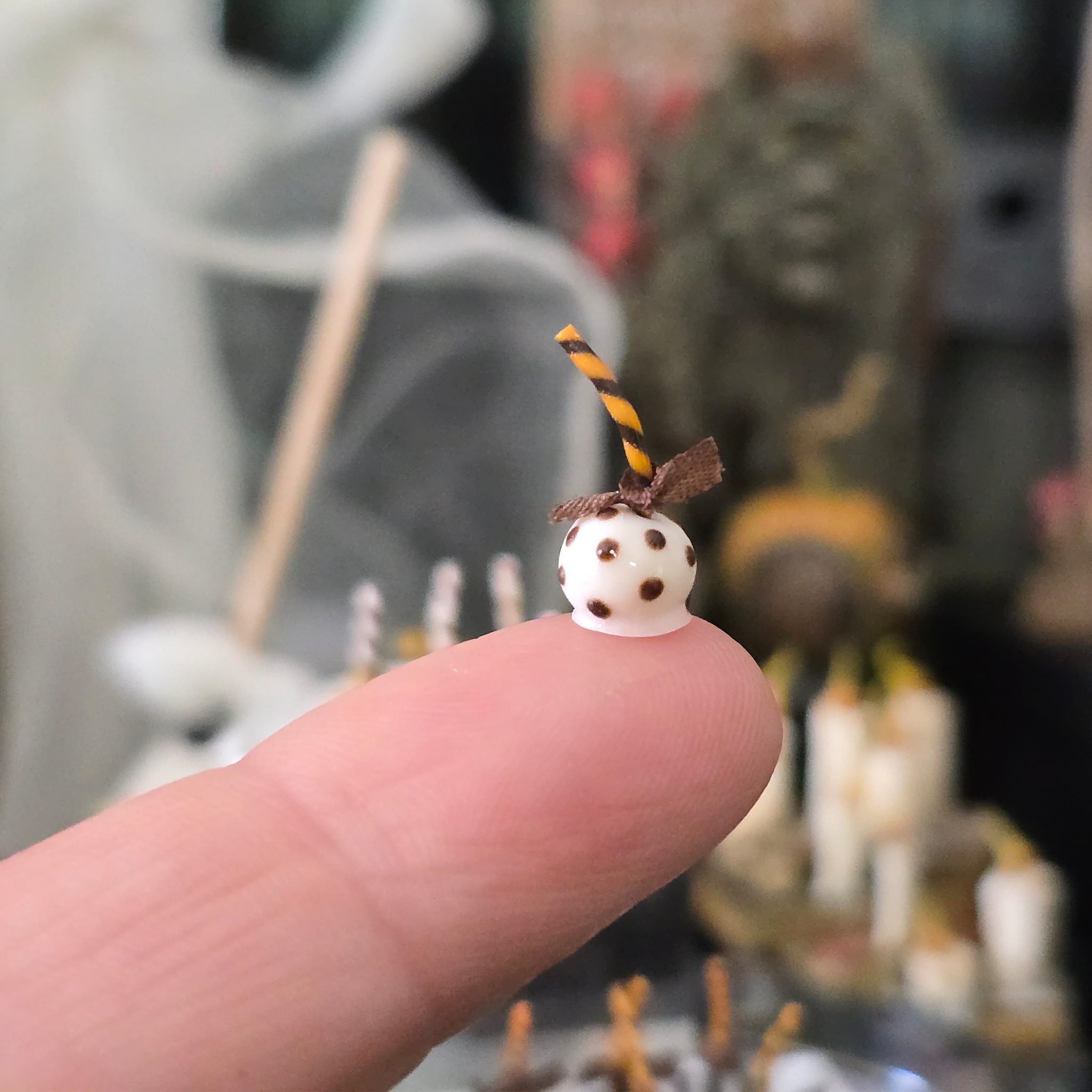 Chocolate-Covered Apples OOAK Miniature Fall Desserts on White Serving Tray Platters