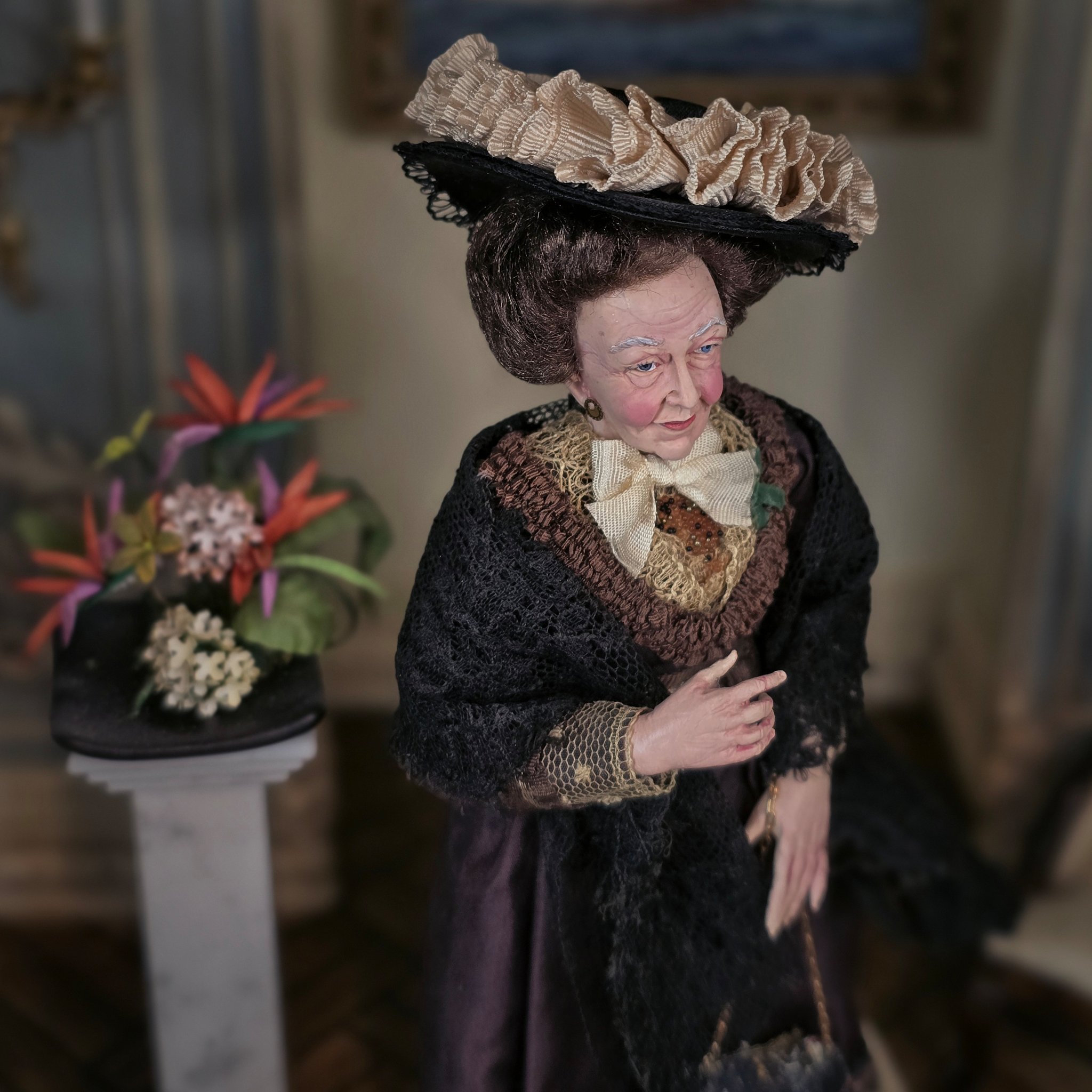 Victorian Lady Silk Walking Gown Original Marcia Backstrom Sculpted Dollhouse Doll 1999