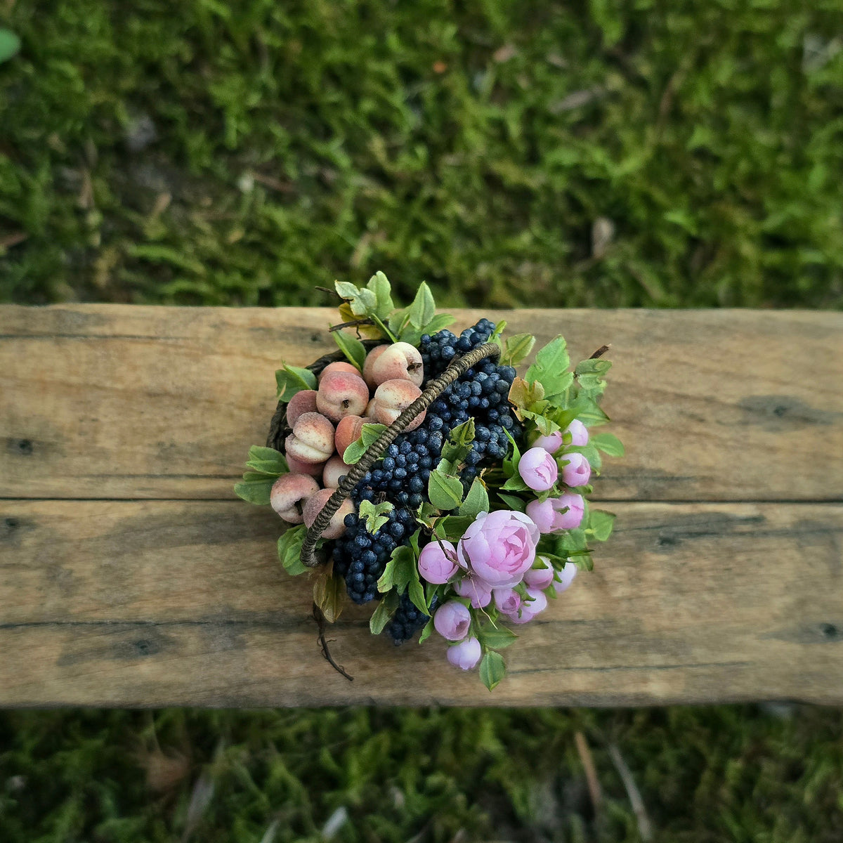 Gosia Suchodolska IGMA Artisan Miniature Floral & Fall Fruit Harvest Basket Exclusive