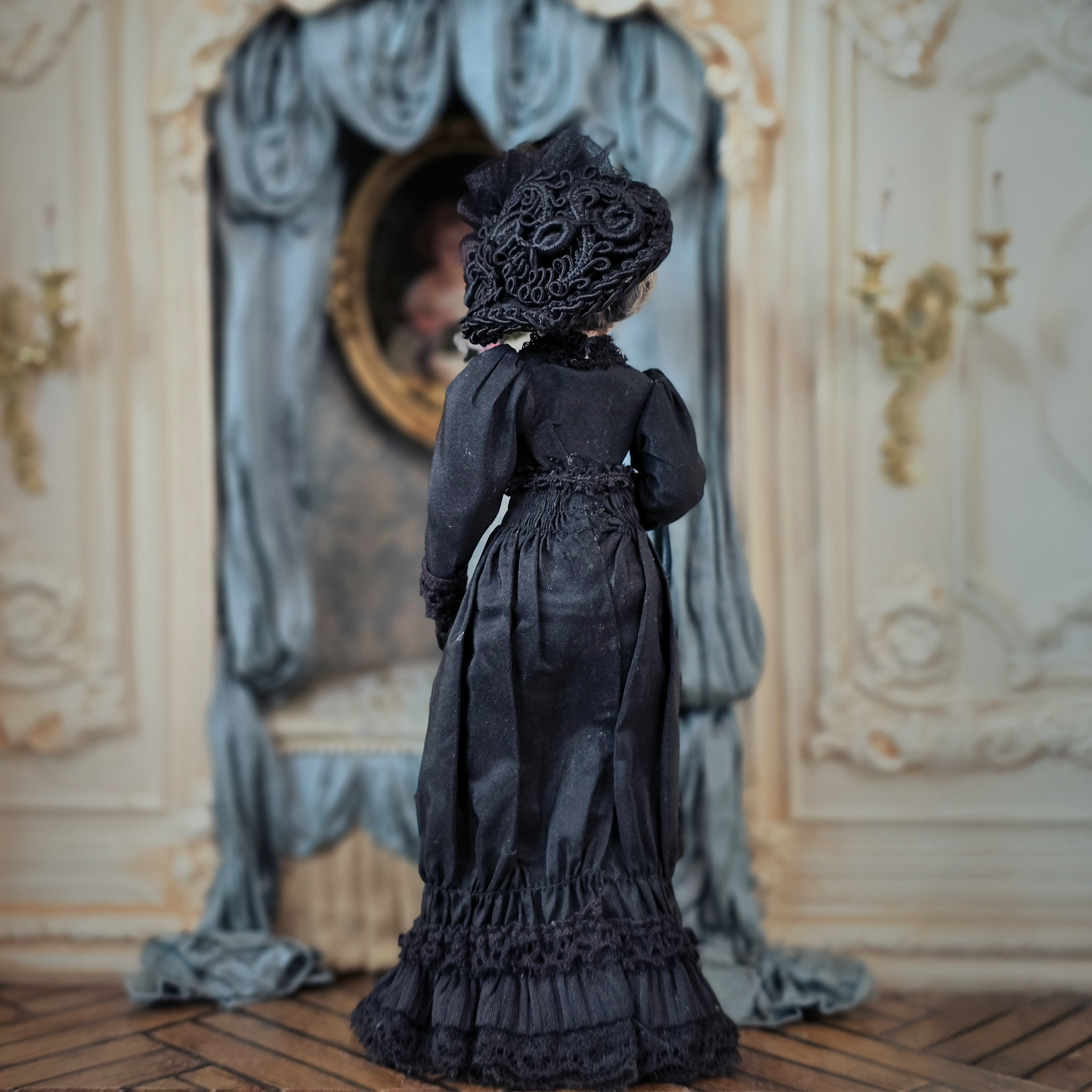 Victorian Mourning Dowager Original Marcia Backstrom Sculpted Dollhouse Doll