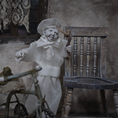 Load image into Gallery viewer, Edwardian Boy Ghost Doll OOAK Haunted Miniature Child with Slingshot & Chair by Pat Benedict
