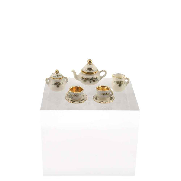 Nancy Duden Gilded Garland Holiday Tea Service for Two Dollhouse Miniature Set