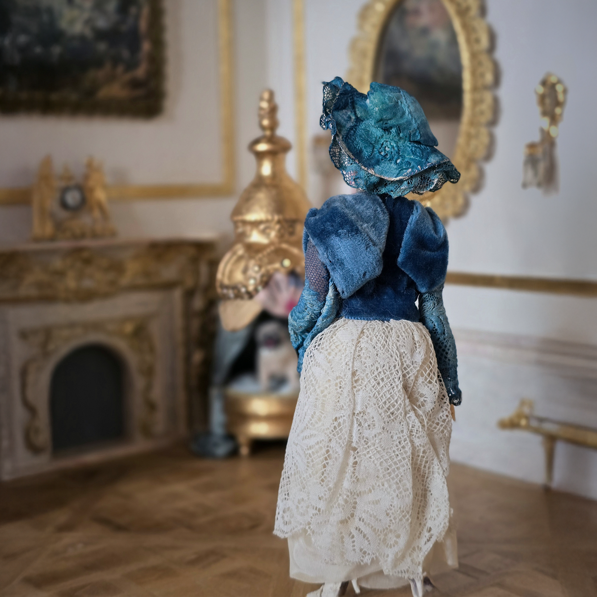 Victorian Fashion Doll in Blue Original Marcia Backstrom Sculpted Clay Dollhouse
