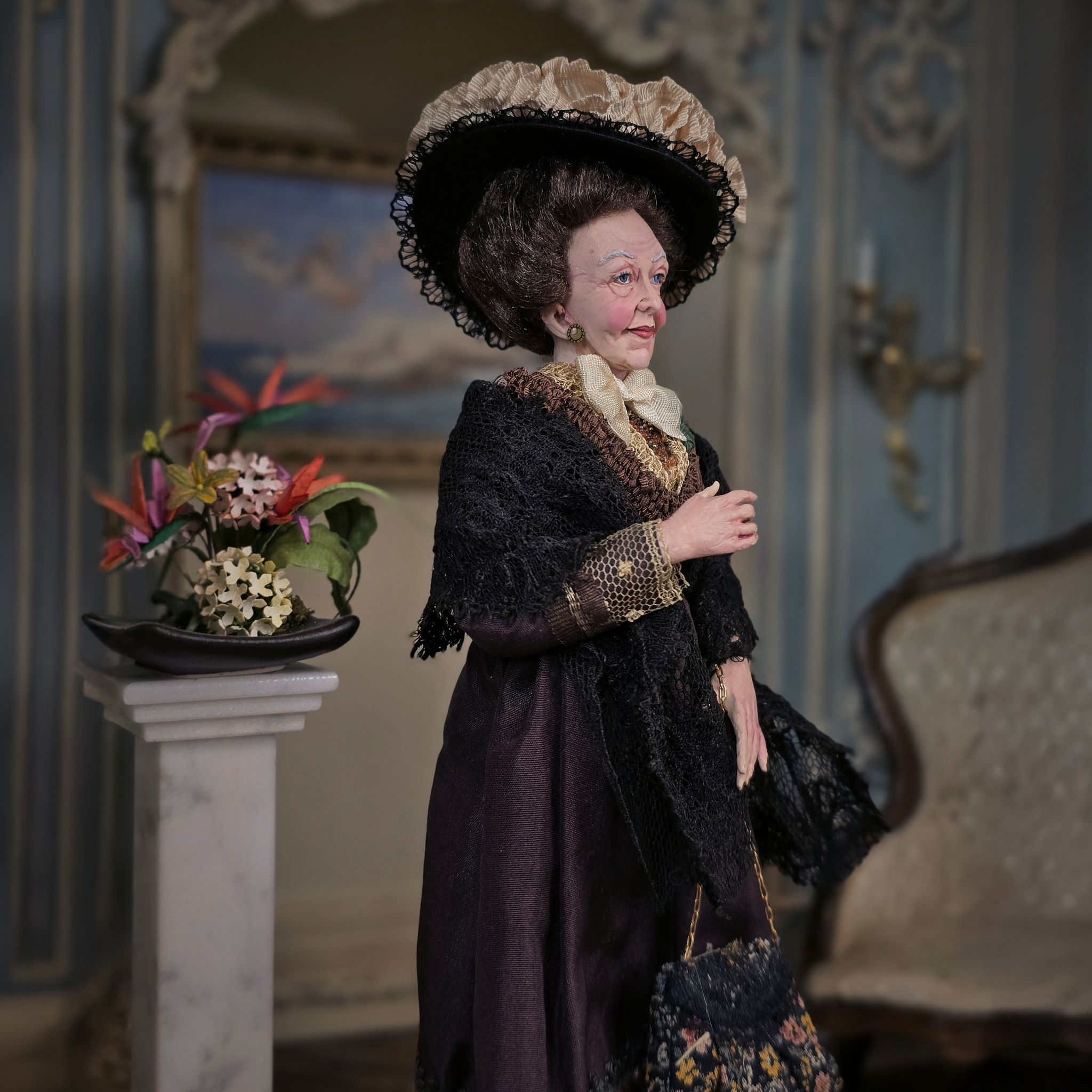 Victorian Lady Silk Walking Gown Original Marcia Backstrom Sculpted Dollhouse Doll 1999