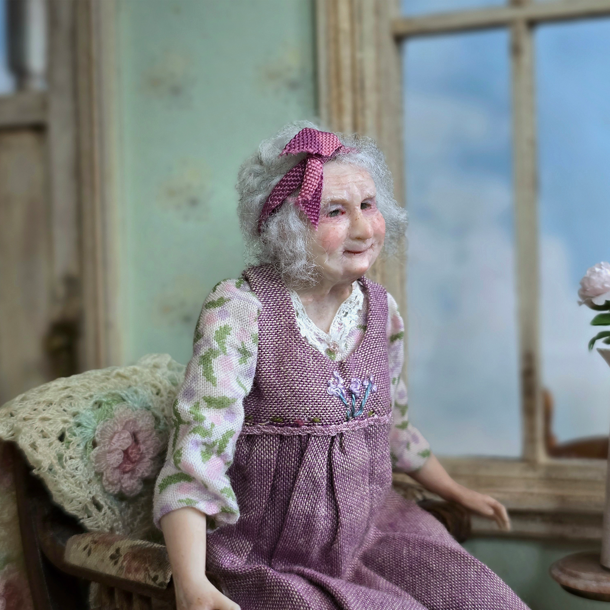 Old Woman Doll & Faithful Dog Original Sculpts Jain Squires UK Giddy Kipper