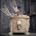 Load image into Gallery viewer, Clay Halloween Clawfoot Bathtub OOAK Miniature with Skeleton, Skulls & Candles
