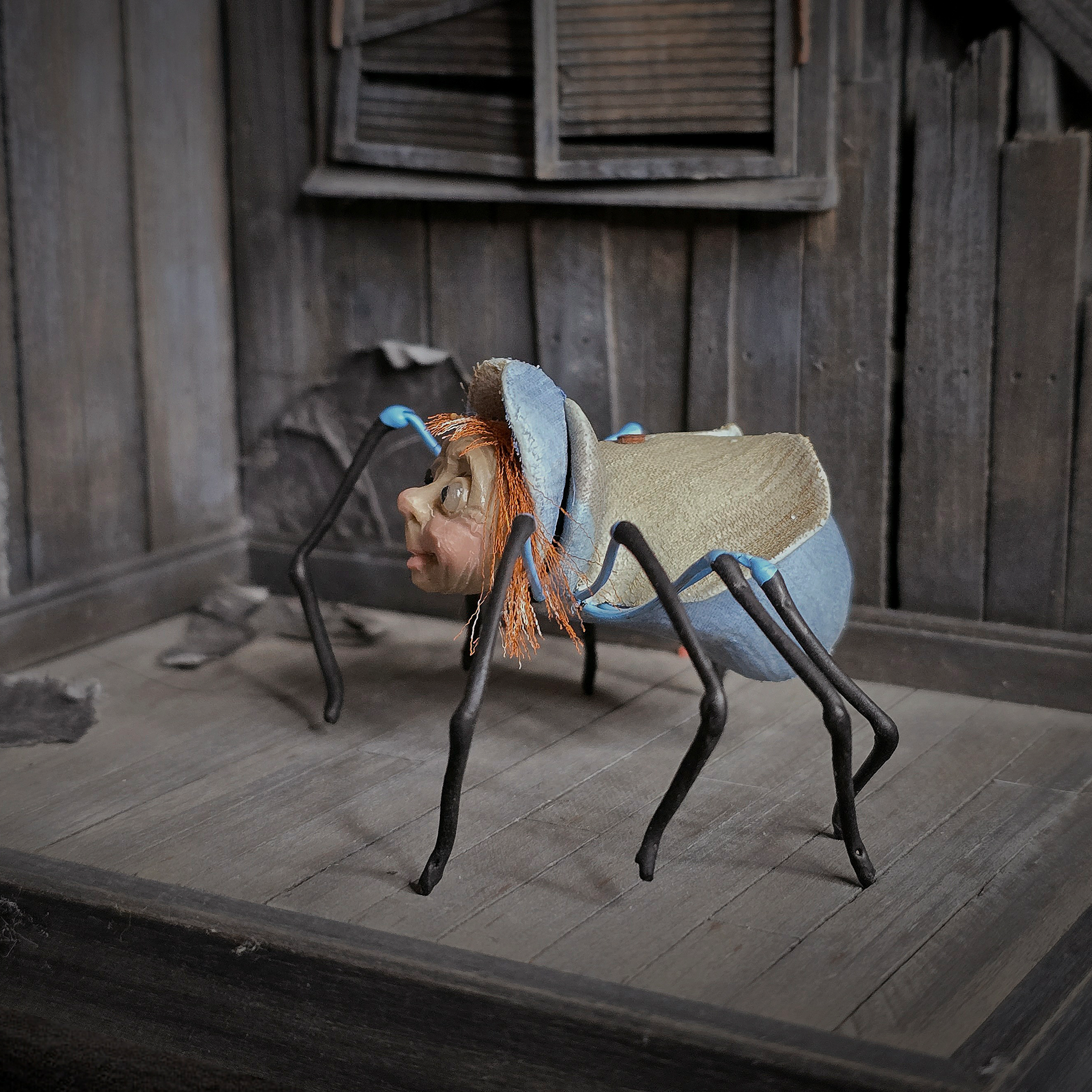 Anthropomorphic Spider Character Signed OOAK Vintage Miniature Dollhouse Art Doll
