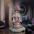 Load image into Gallery viewer, Victorian Lady Doll with Rose Silk and Lace Gown Fabulous Hat
