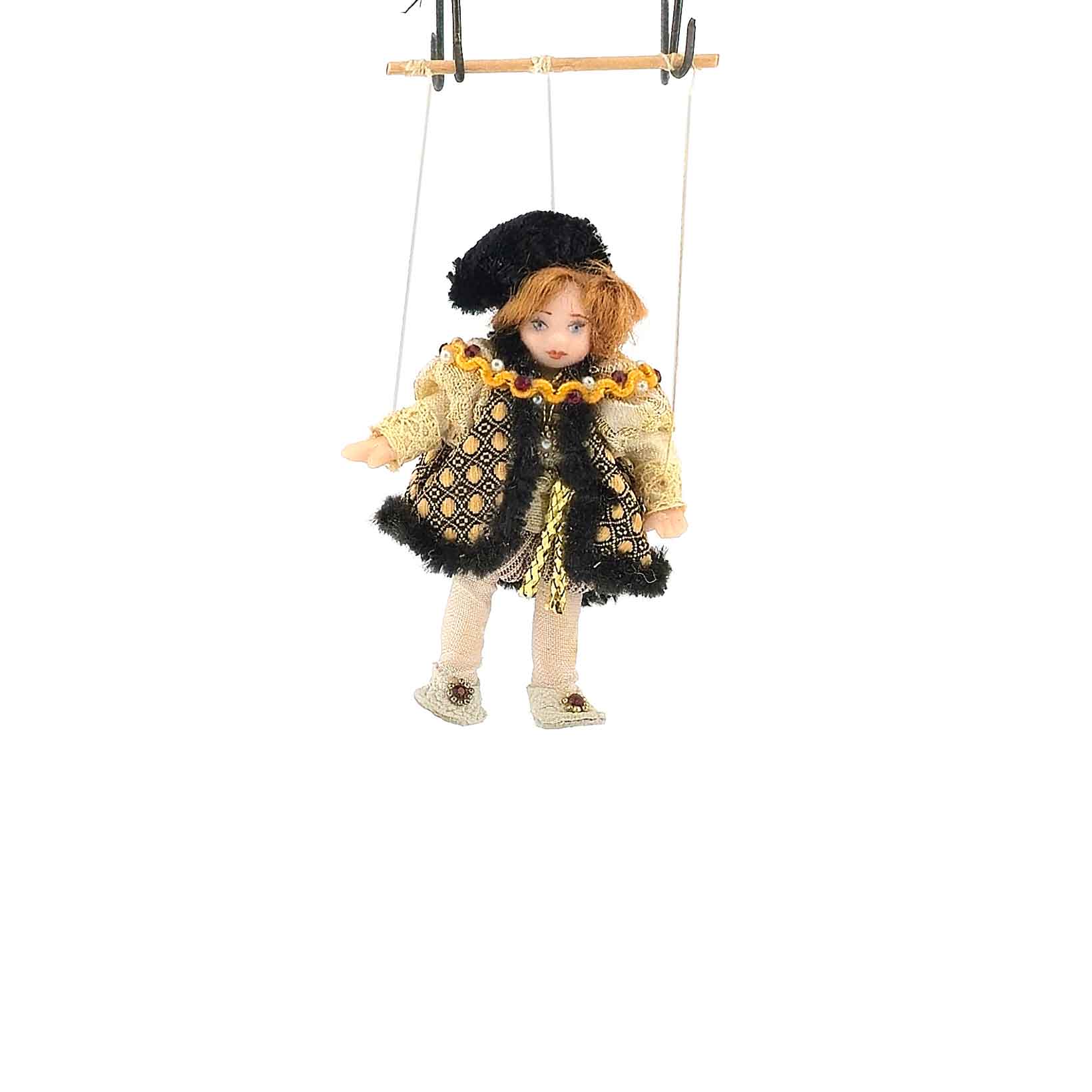 Red-Haired Tudor Male Marionette Puppet with Doublet by Loretta Kasza 1:12