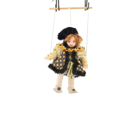 Red-Haired Tudor Male Marionette Puppet with Doublet by Loretta Kasza 1:12