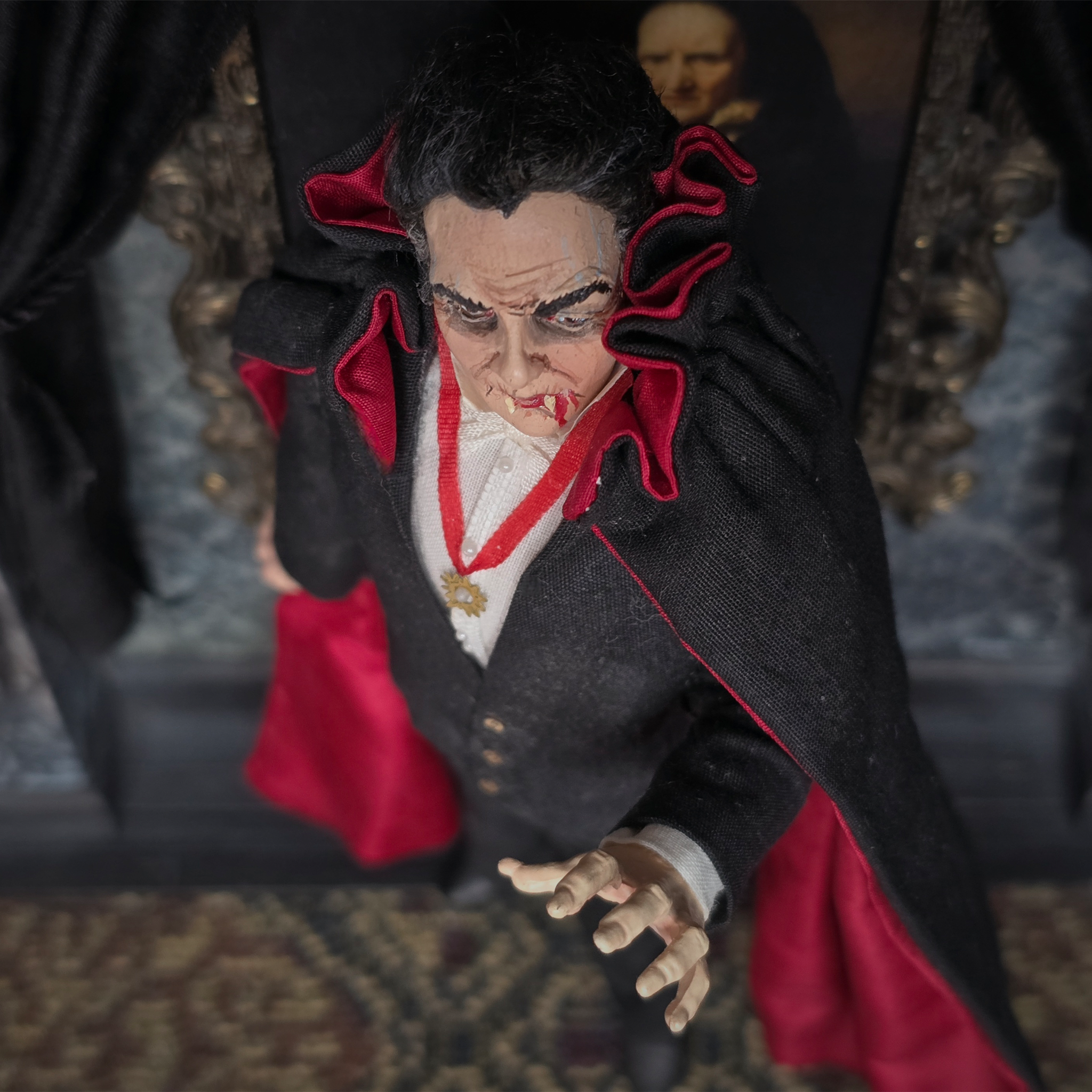 Count Dracula Miniature OOAK Hand-Sculpted Clay Vampire Character Doll by Marcia Backstrom
