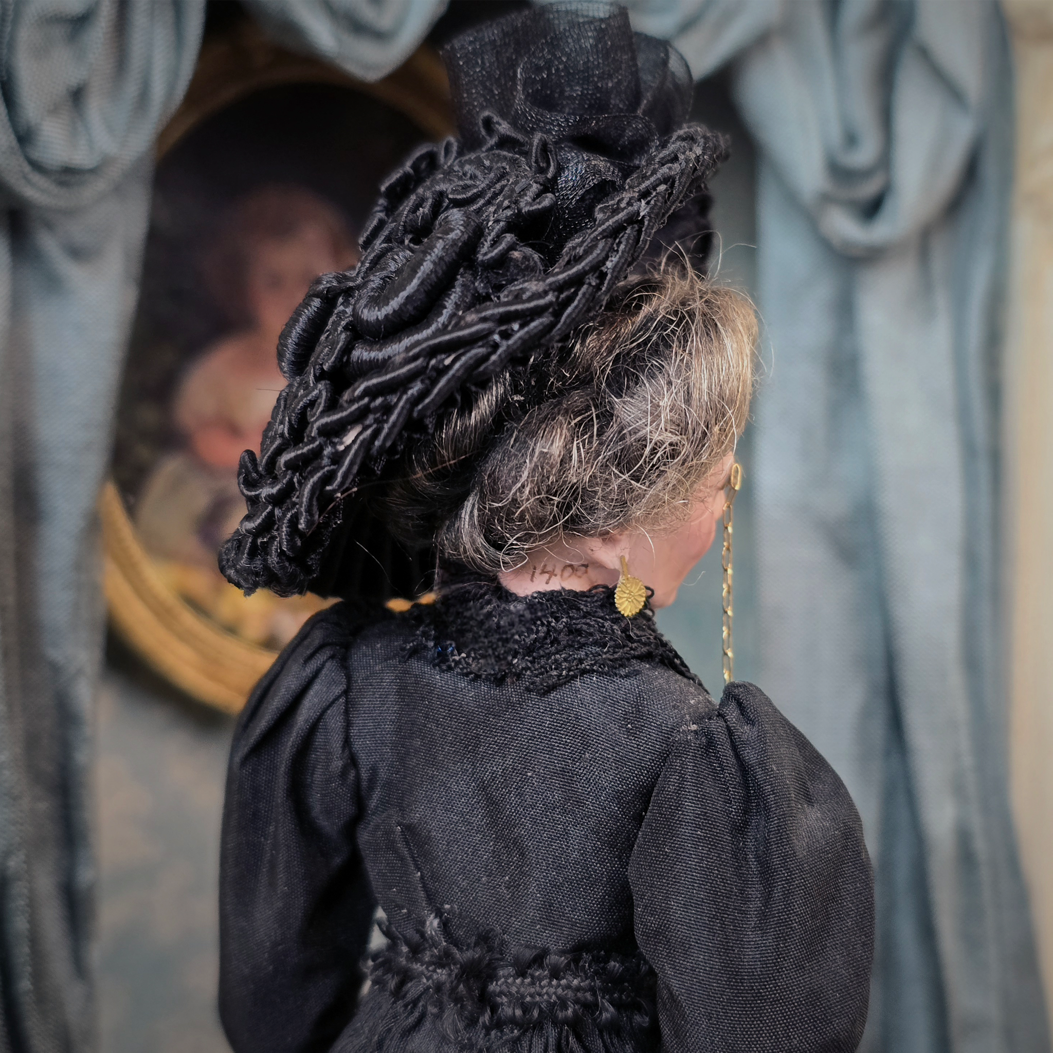 Victorian Mourning Dowager Original Marcia Backstrom Sculpted Dollhouse Doll