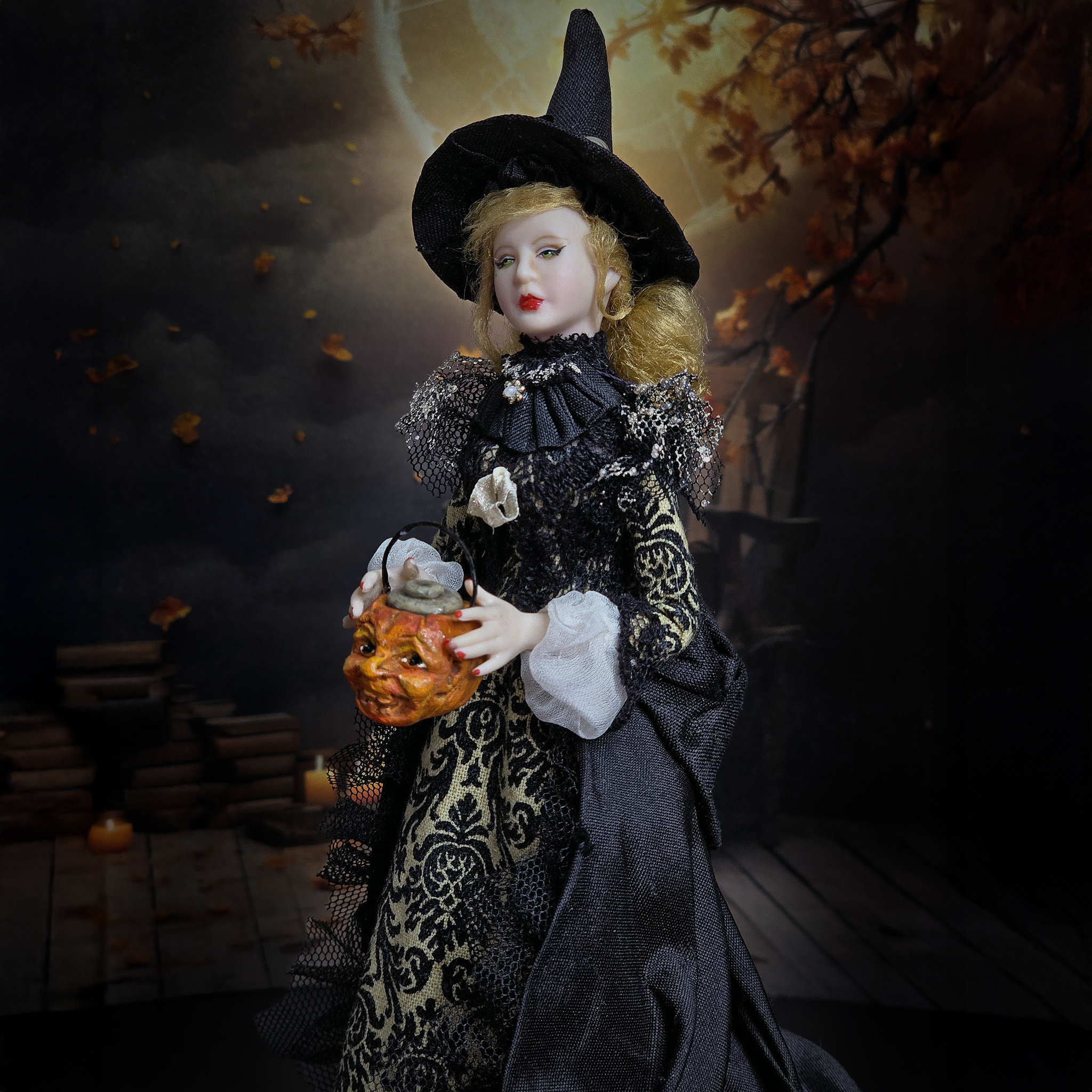RESERVED SUSAN Witch Doll OOAK Porcelain Miniature Dollhouse Character