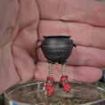 Load image into Gallery viewer, Walking Cauldron by Georgia Marfels Hand Sculpted Clay OOAK Whimsical Halloween Miniature
