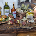 Load image into Gallery viewer, Miniature Rat with Fish OOAK Hand-Sculpted Clay Dollhouse Animal Figure
