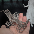 Load image into Gallery viewer, Victorian Doll Antique-Style Wire Mesh Miniature Baby Pram Carriage with Brass Finish
