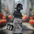 Load image into Gallery viewer, RESERVED FOR RICK: Victorian Lady Silver Black Silk Gown & Hatbox Original Marcia Backstrom Dollhouse Doll
