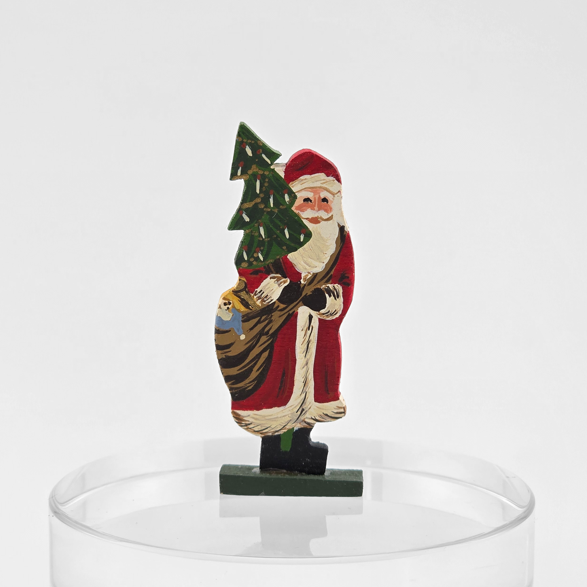Miniature Folk Art Santa Figurine – Signed Richards 1981, on a white background