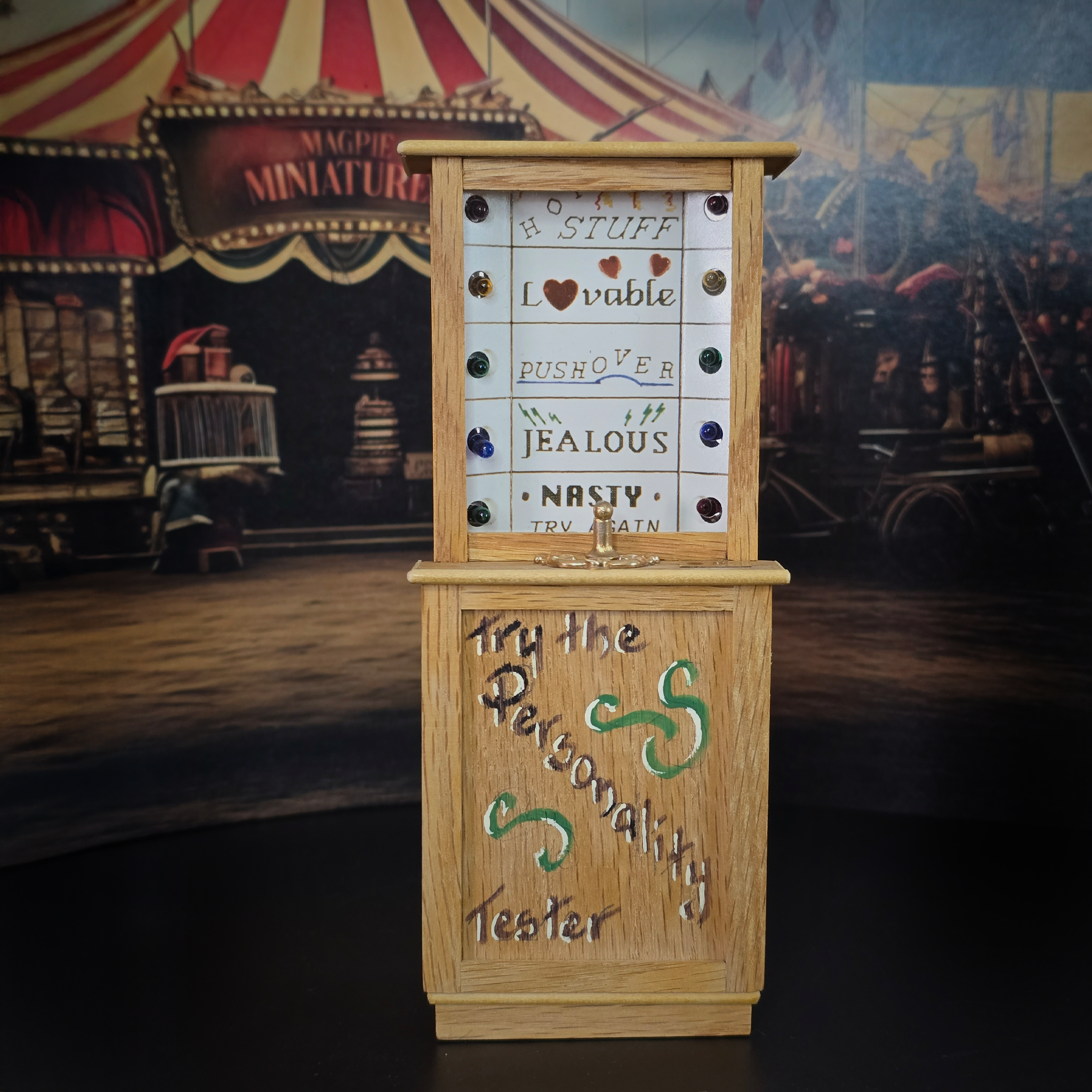 Miniature Personality Tester OOAK Carnival Arcade Game with Working Lights, Signed Cheri Varisco (1994)