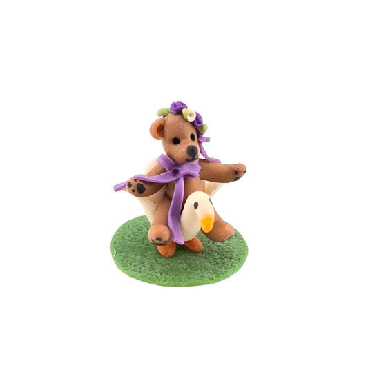 Artisan Mother Goose Teddy Bear Sculpture Dollhouse Shelf Sitter Toy