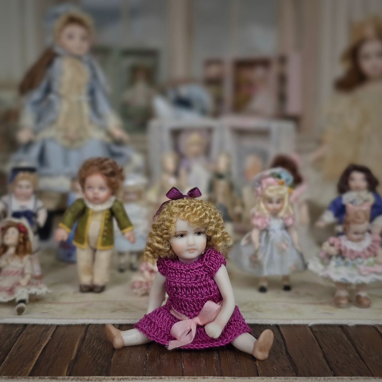 Miniature Dollhouse Porcelain Toddler Doll Little Girl Ringlets by Marcello Cupella