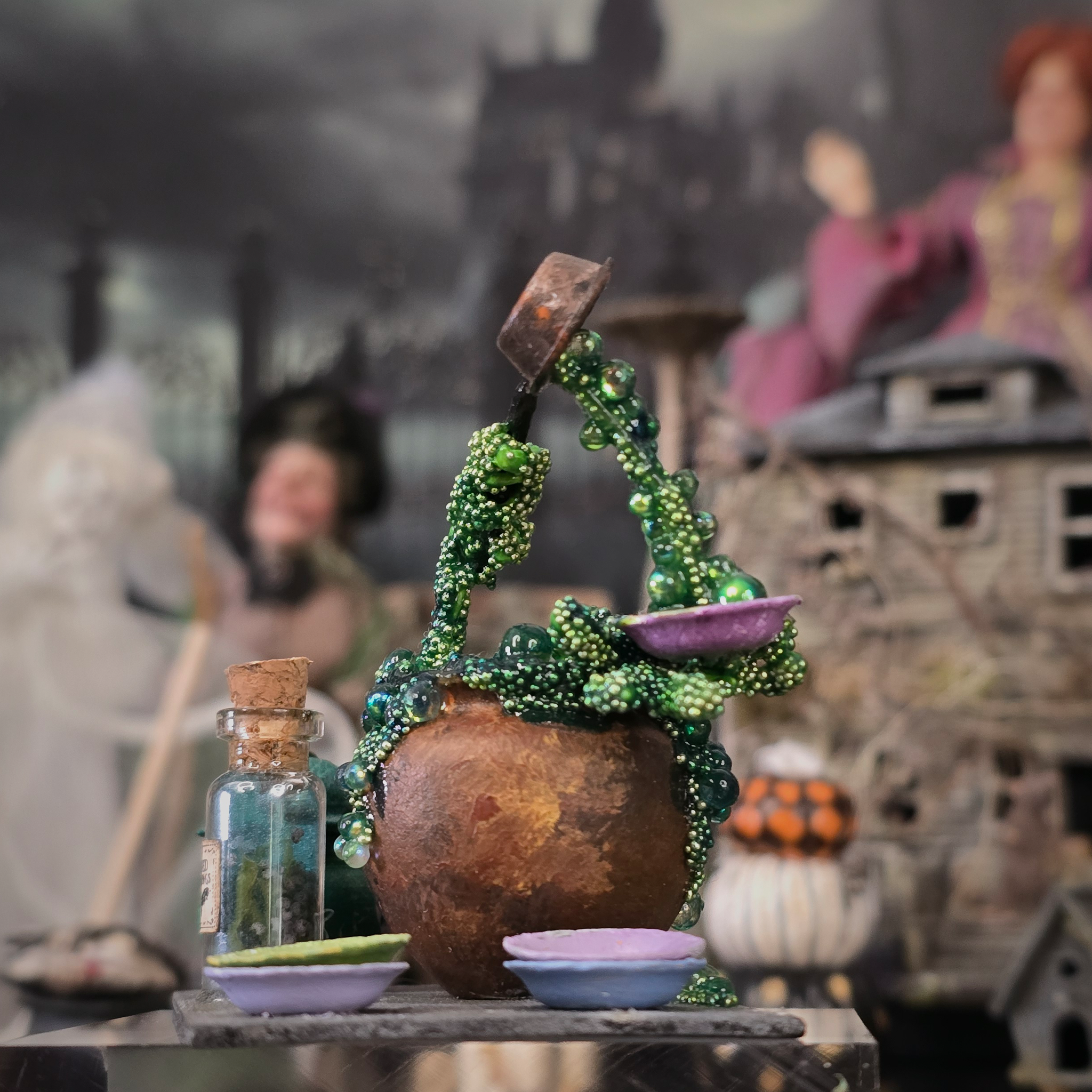 Magical Potion in Cauldron by Patricia Paul Hand Sculpted OOAK Whimsical Halloween Miniature (2015)