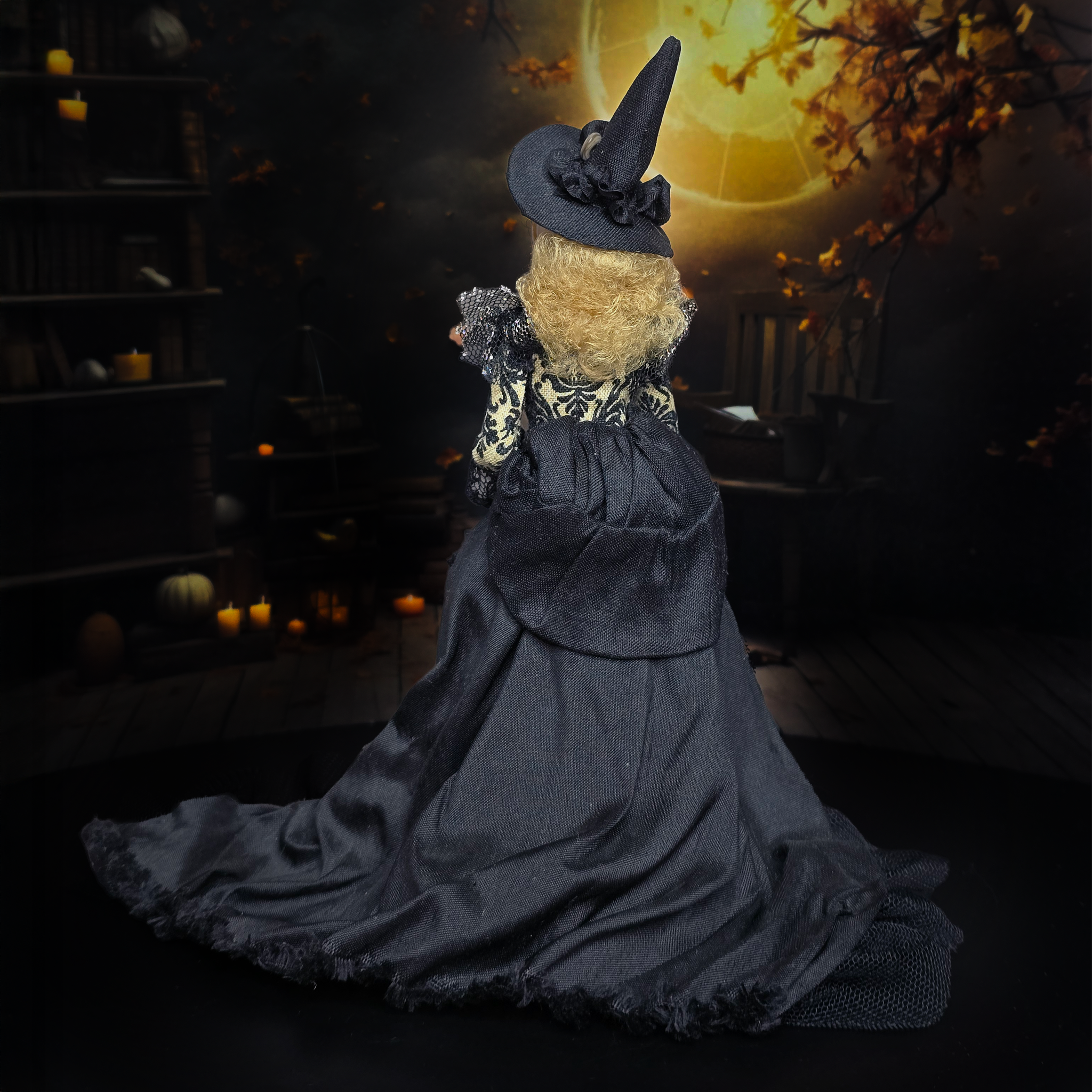 RESERVED SUSAN Witch Doll OOAK Porcelain Miniature Dollhouse Character