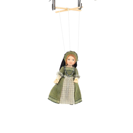 Debbie Dixon-Paver Red-Haired Tudor Lady Marionette Sage & Cream Gown 1:12