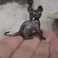 Load image into Gallery viewer, Hairless Spooky Sphynx Black Cat Statue OOAK Artisan Miniature Dollhouse Pet Figure (2011)
