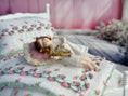 Load image into Gallery viewer, Almudena Gonzalez Spain Clay Sleeping Little Girl Doll w Pillow & Teddy Bear, laying on pink pillow
