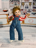 Load image into Gallery viewer, Messy Little Boy Doll with Overalls & Ice Cream Cone, standing, front
