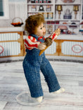 Load image into Gallery viewer, Messy Little Boy Doll with Overalls & Ice Cream Cone, standing, right side
