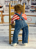 Load image into Gallery viewer, Messy Little Boy Doll with Overalls & Ice Cream Cone, standing, back view

