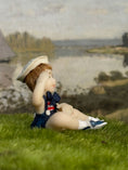 Load image into Gallery viewer, Saluting Patriotic Seated Little Boy Toddler Doll w Flag, right side
