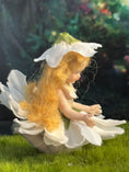 Load image into Gallery viewer, Porcelain Jointed Blonde Flower Fairy Girl Dollhouse Doll, right side view
