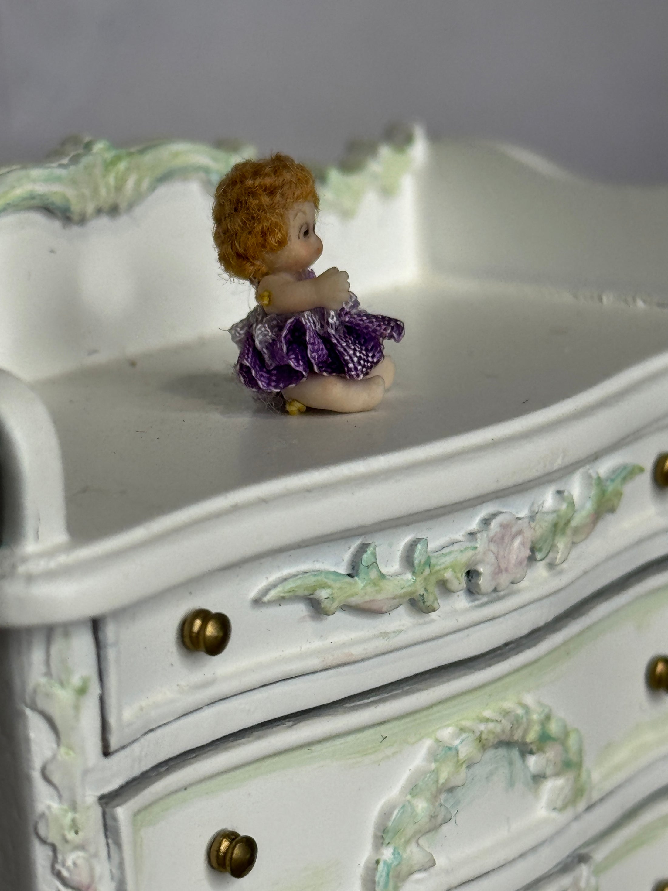 Sculpted Clay Jointed Baby Doll, side view