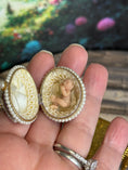 Load image into Gallery viewer, Artisan Signed, 'Hiller' sculpted vintage miniature baby in glittered footed pink egg stand, alternative top view
