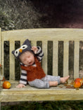 Load image into Gallery viewer, RARE Yawning Sleepy Baby Boy Dollhouse Doll Germany Angelika Mannersdorfer, sitting on bench
