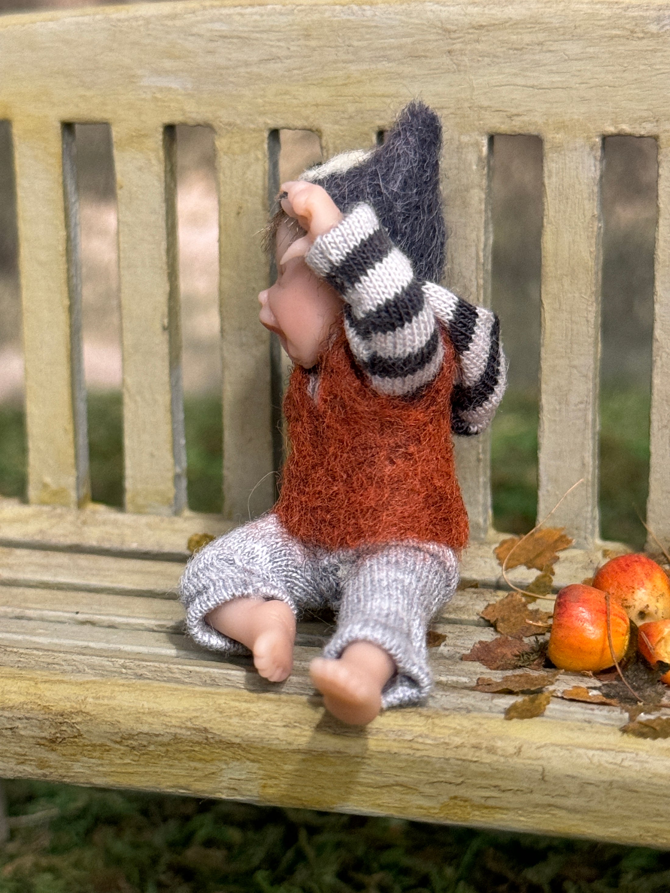 RARE Yawning Sleepy Baby Boy Dollhouse Doll Germany Angelika Mannersdorfer, zoom in 