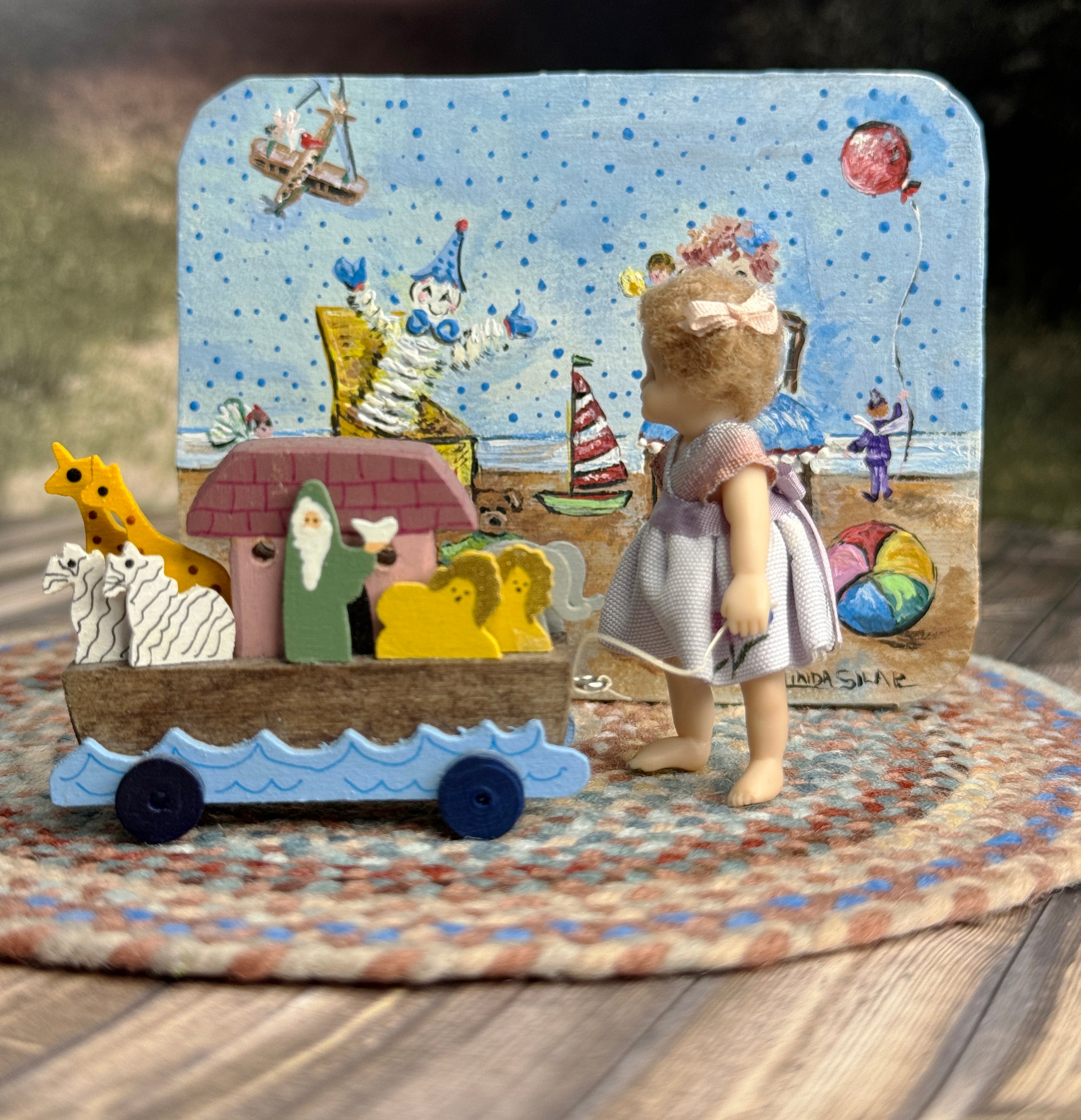 Rose Coddair  Cute Sculpted Clay Little Toddler Girl with Pigtails, left view