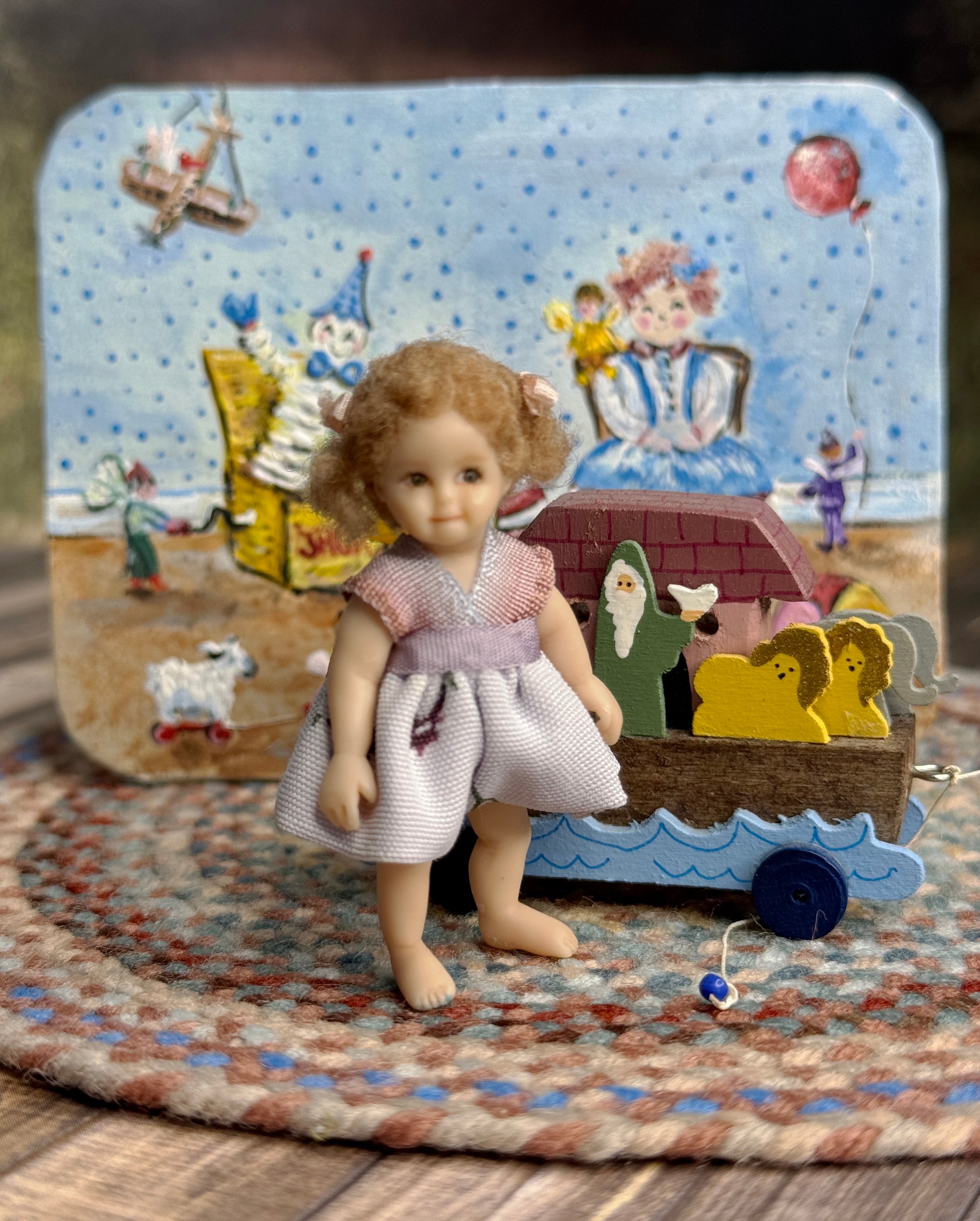 Rose Coddair Cute Sculpted Clay Little Toddler Girl with Pigtails, alt.  front view