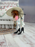 Load image into Gallery viewer, Tiny Clay Little Toy Dolly in Dress Up Clothes & Heels, left side view
