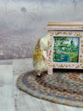 Load image into Gallery viewer, Almudena Gonzalez Spain Victorian Clay Blonde Little Girl Toy Doll Lace Dress, right side view
