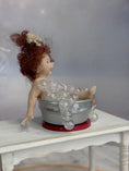 Load image into Gallery viewer, Fun Sculpted Clay Bathing Baby Infant Doll in Tub of Bubbles Diorama, right side view
