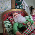 Load image into Gallery viewer, Sleeping miniature dollhouse santa in bed, close up
