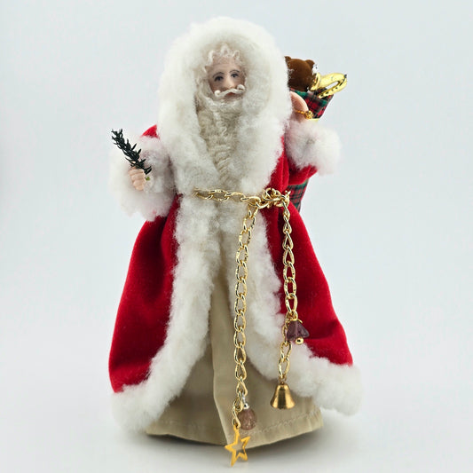 Porcelain Santa Claus Doll with Toys — Handcrafted 1:12 Scale Miniature in Velvet Robe