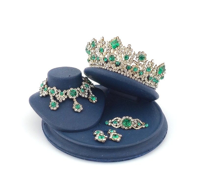 RESERVED for Marilyn Monroe Sun Lemmens Wearable Classic Emerald Rhinestone Parure Set with Tiara Necklace Earrings Brooch