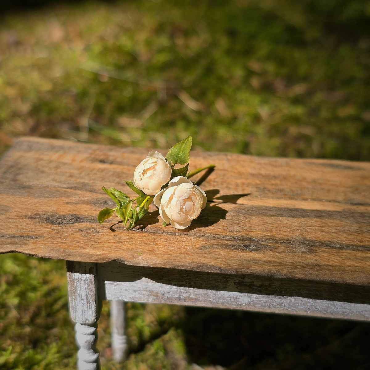 Gosia Suchodolska IGMA Artisan Miniature Creamy Peach Triple Stem Rose Arrangement Magpie Exclusive
